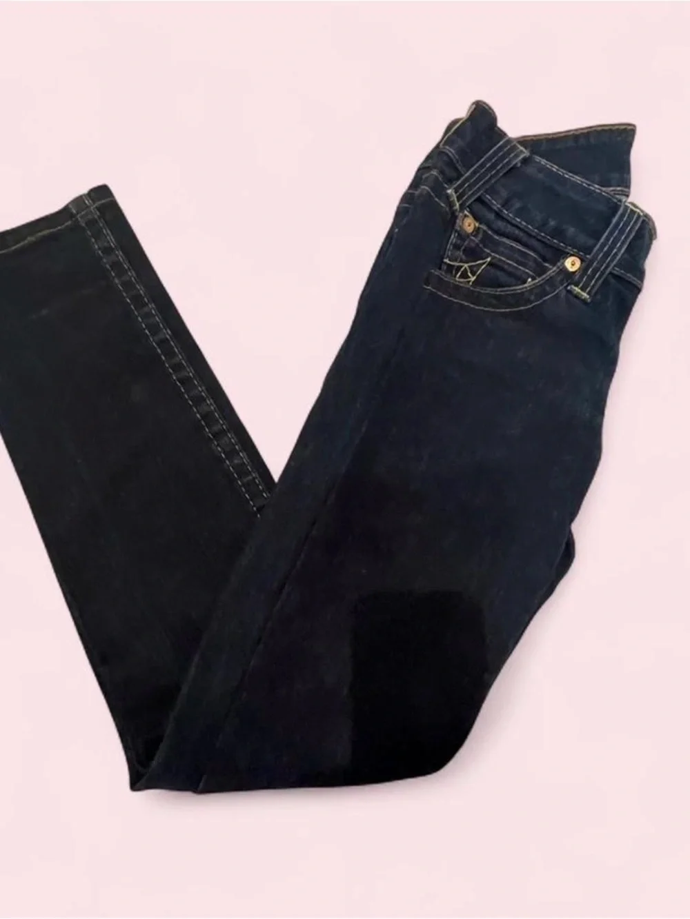True Religion Dark Blue Straight Leg Jeans with Signature Back Stitch in size 29 - Picture 7 of 8